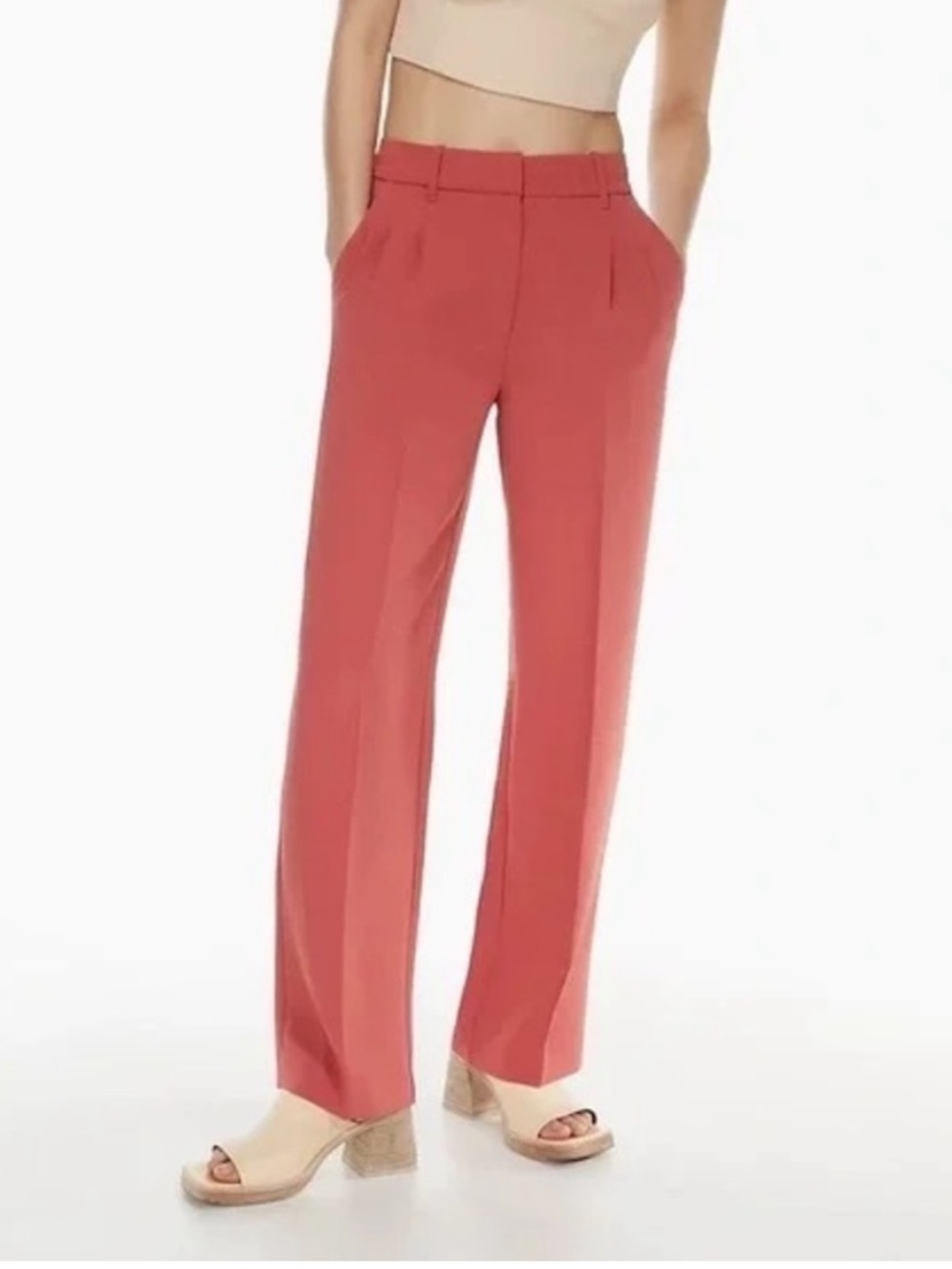 Aritzia Wilfred Coral Wide-Leg Trousers